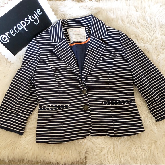 Anthropologie Jackets & Blazers - ANTHROPOLOGIE CARTONNIER Navy Stripe Blazer M